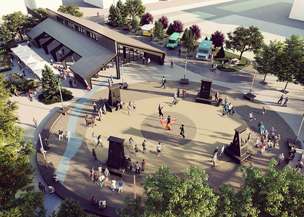 Digital render of Festival Plaza project.