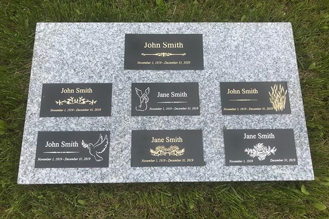 Minimal cemetery memorial examples.